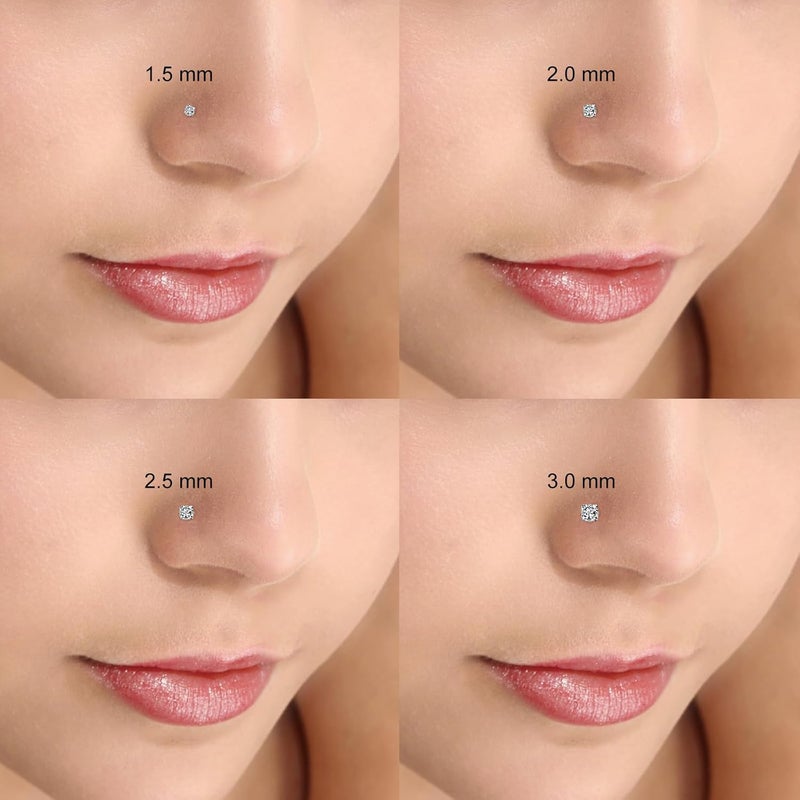 XoCiuKe 10Pcs 20G Nose Rings Studs for Women Corkscrew Sliver Nose Studs Hypoallergenic Nose Rings 316L Surgical Stainless Steel Nose Nostril Percing Jewely for Women Men Round Square CZ Imitation Diamond 1.5mm/2.0mm/2.5mm/3.0mm - Image 5